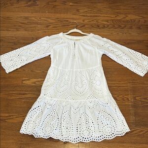 RubyYaya Eyelet Dress Size S White BellSleeve Boho Embroidered